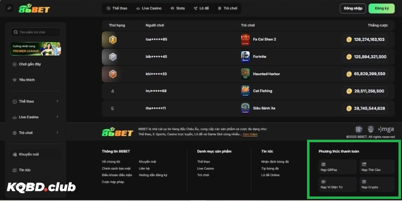 Cổng game vẫn đang có khá ít phương thức nạp/rút phổ biến trên thị trường